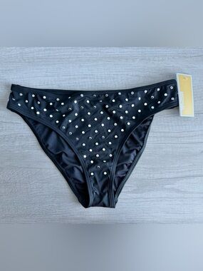 Michael Kors Women’s Black Studded Stretch Nylon Bikini Bottom Size Medium